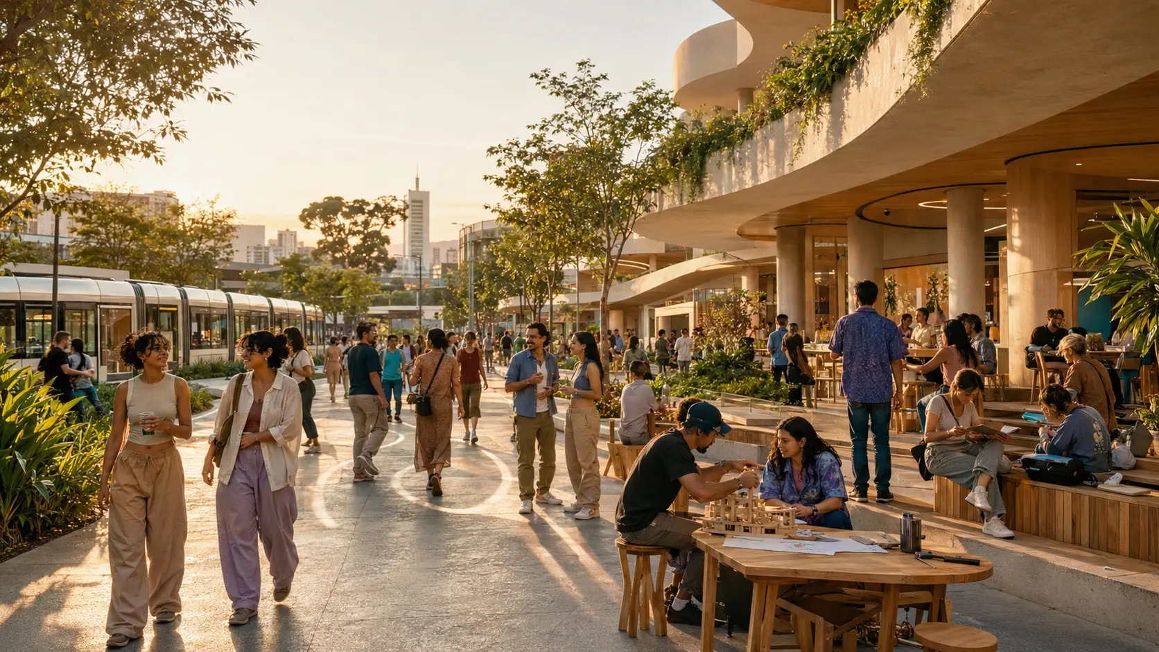 Personas habitando un futuro latinoamericano humanista y biophilic