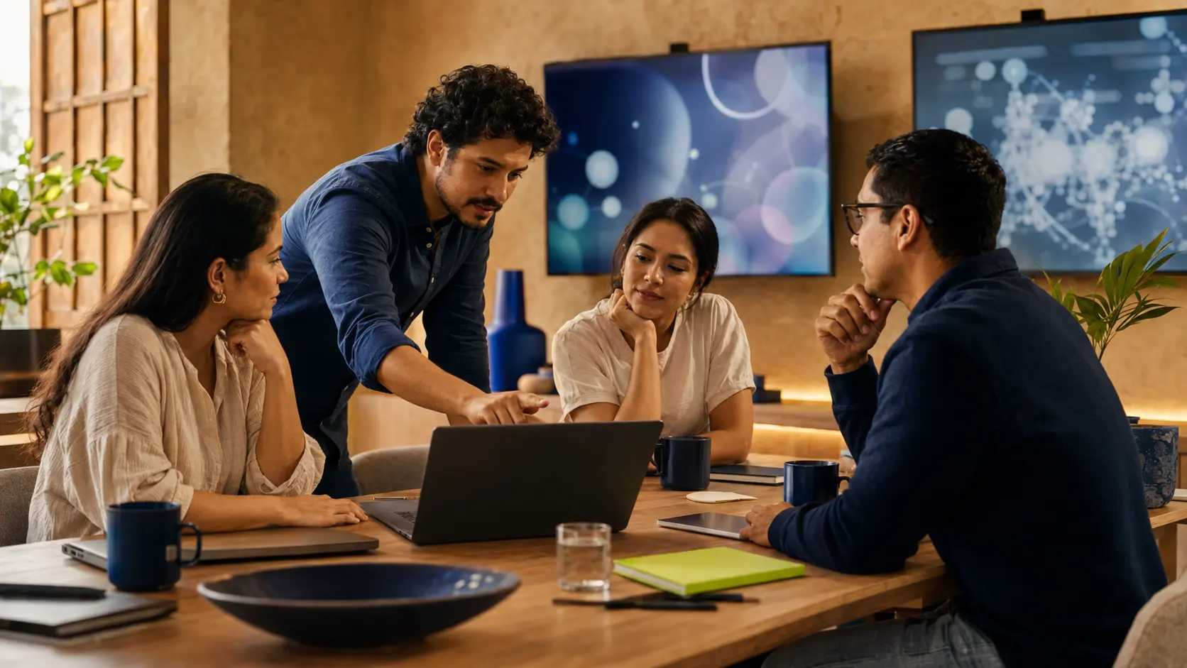 Equipo operando un sistema conectado de marketing e inteligencia artificial