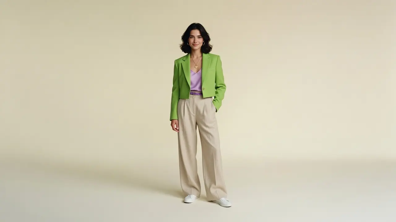 Retrato editorial de una profesional de experiencia con chaqueta verde