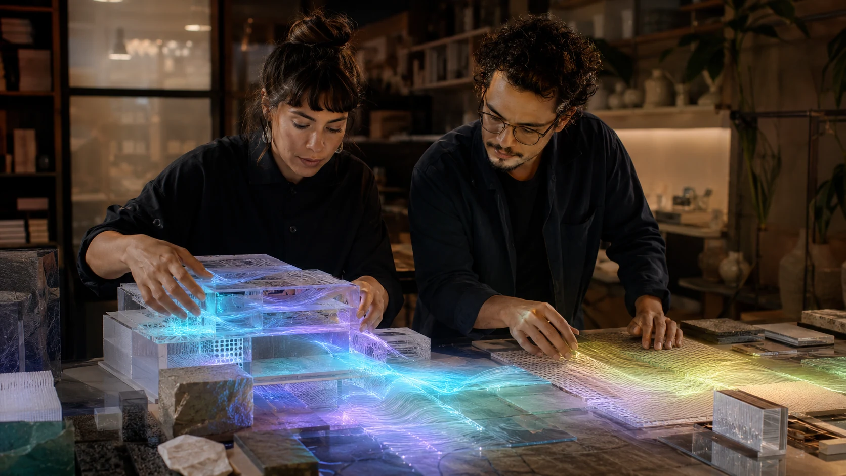 Profesionales latinoamericanos explorando una nueva inteligencia en un laboratorio creativo